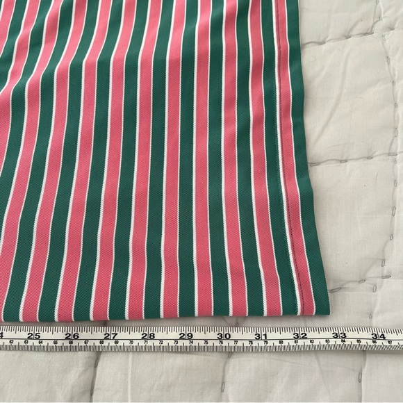 Peter Millar Summer Comfort Polo Shirt XL Pink Green Short Sleeve Striped Golf - Picture 8 of 8